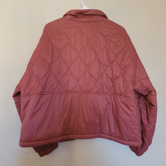 Old Navy Womens Jacket Size Large Burnt Orange Full Zip Pockets Packable Quilted - Picture 7 of 8